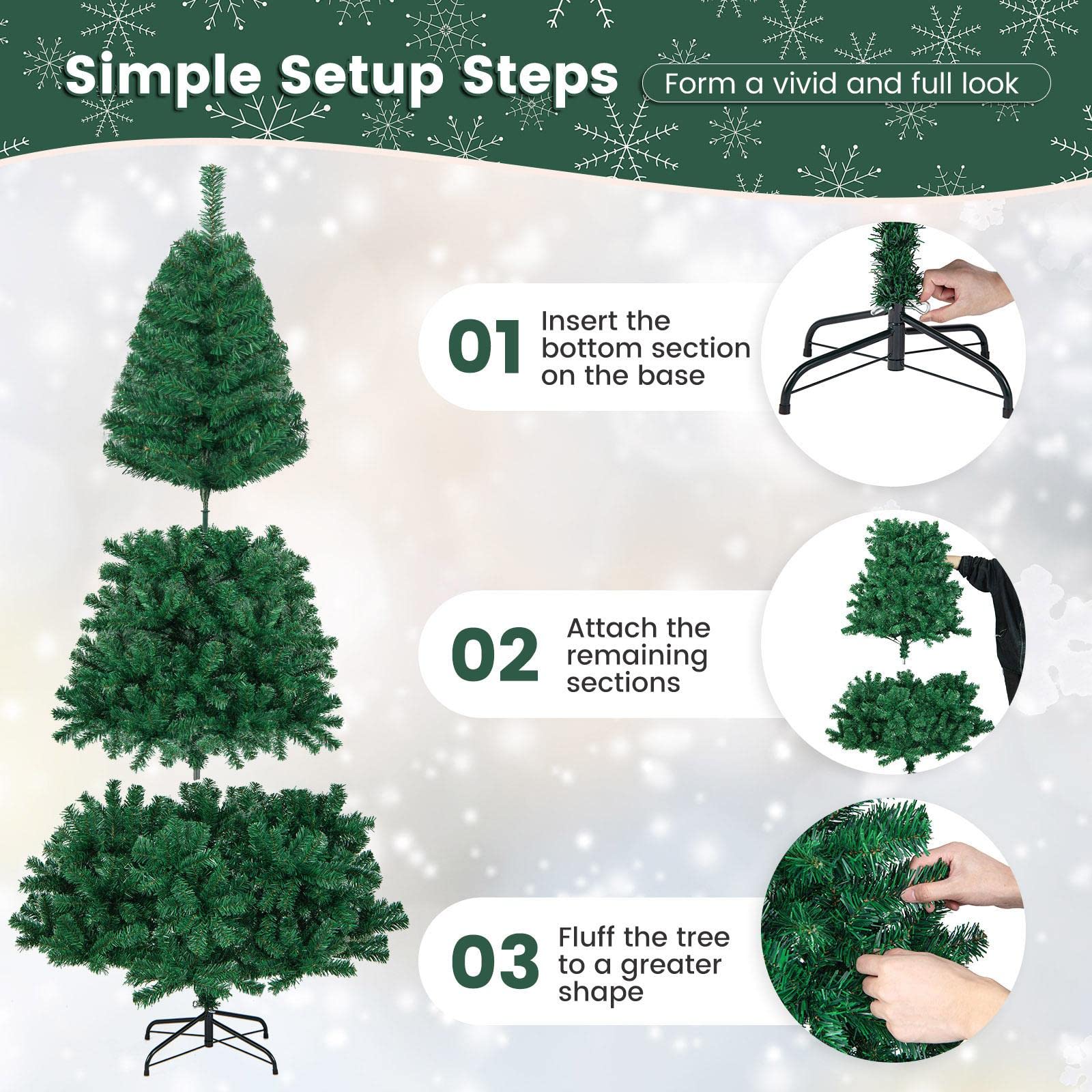 Nightcore outdoors decorated tree demonstrating water-resistant PVC advantage