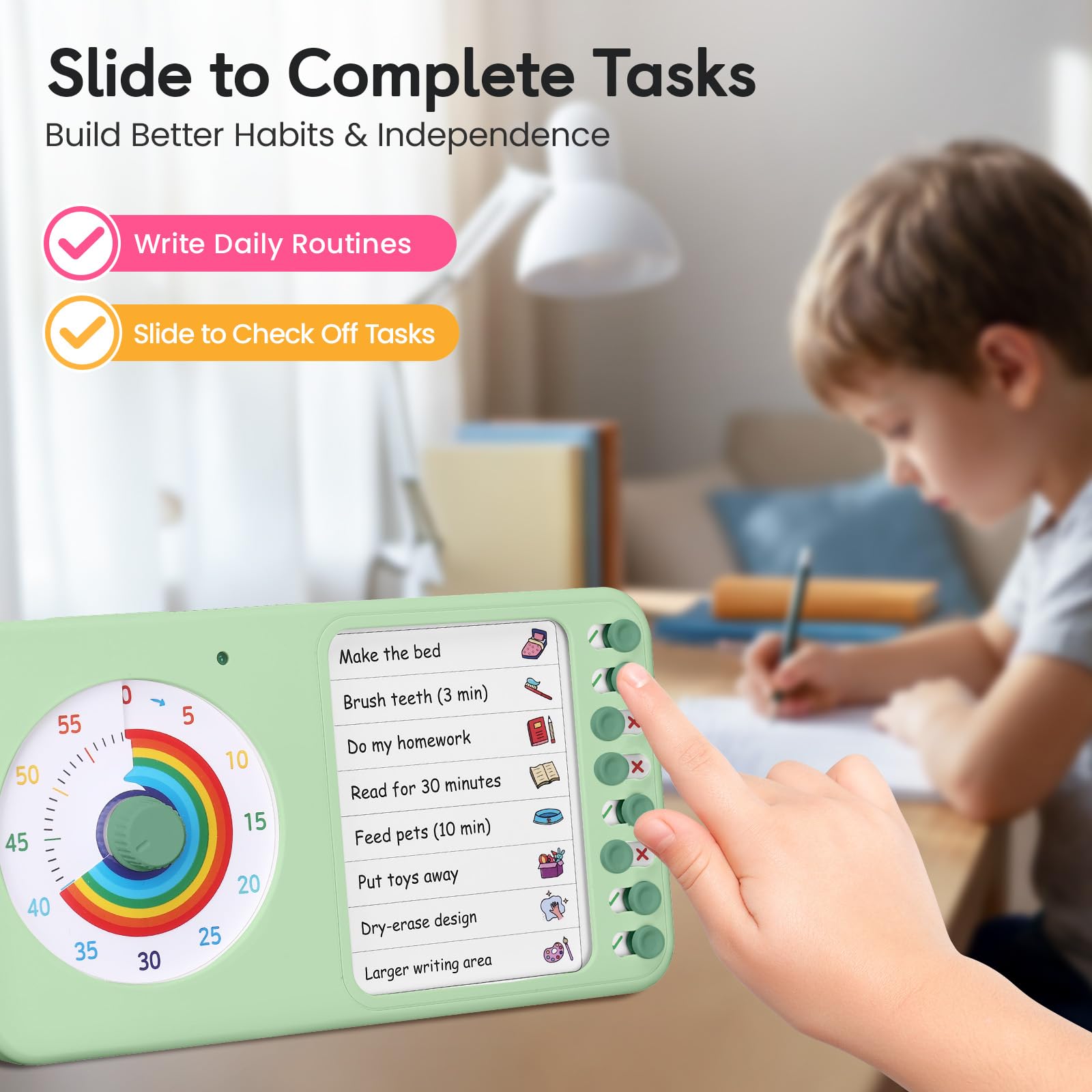 Nikafly checklist buttons being slid to mark tasks complete for motivation