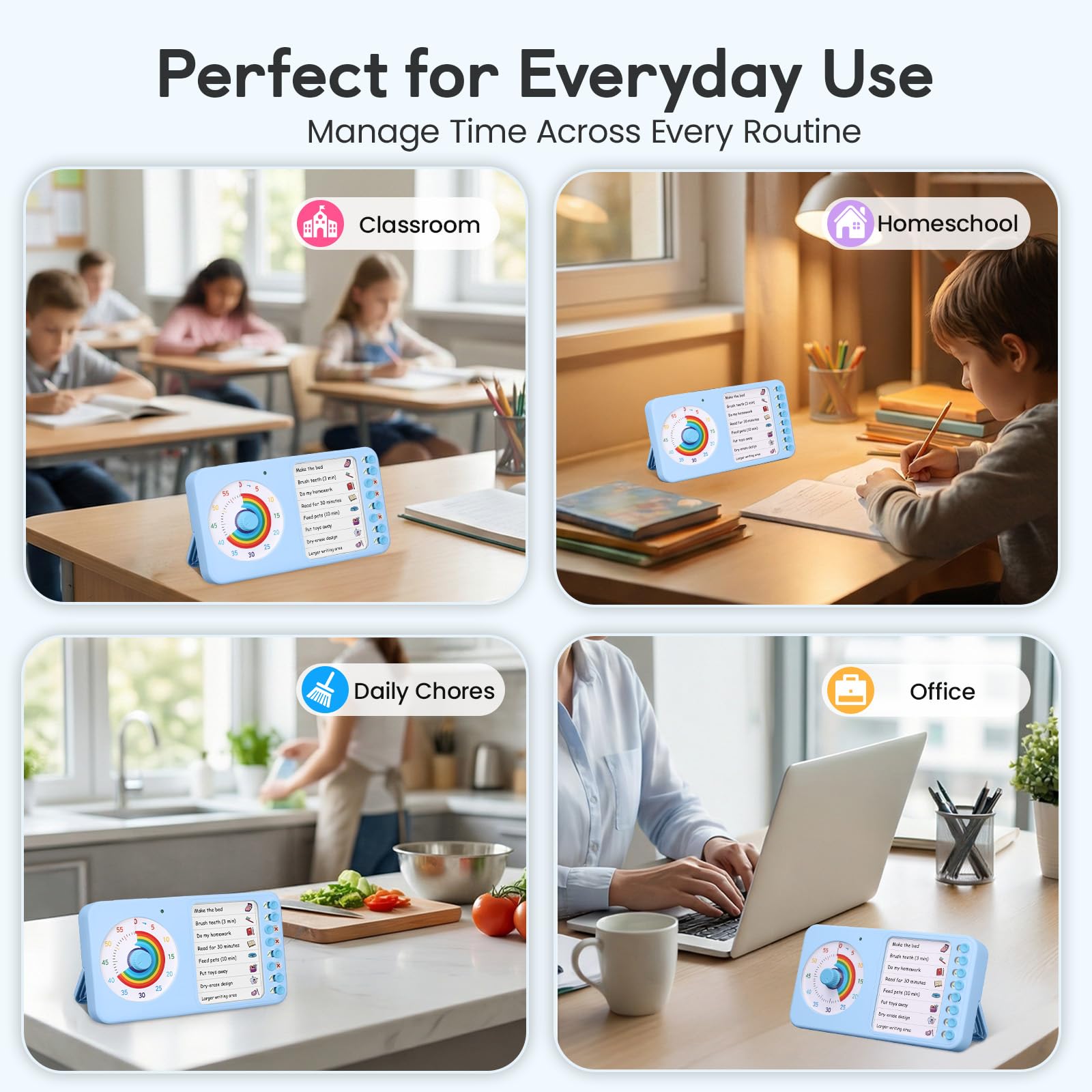 Nikafly placed on a classroom desk showing group use to organize activities