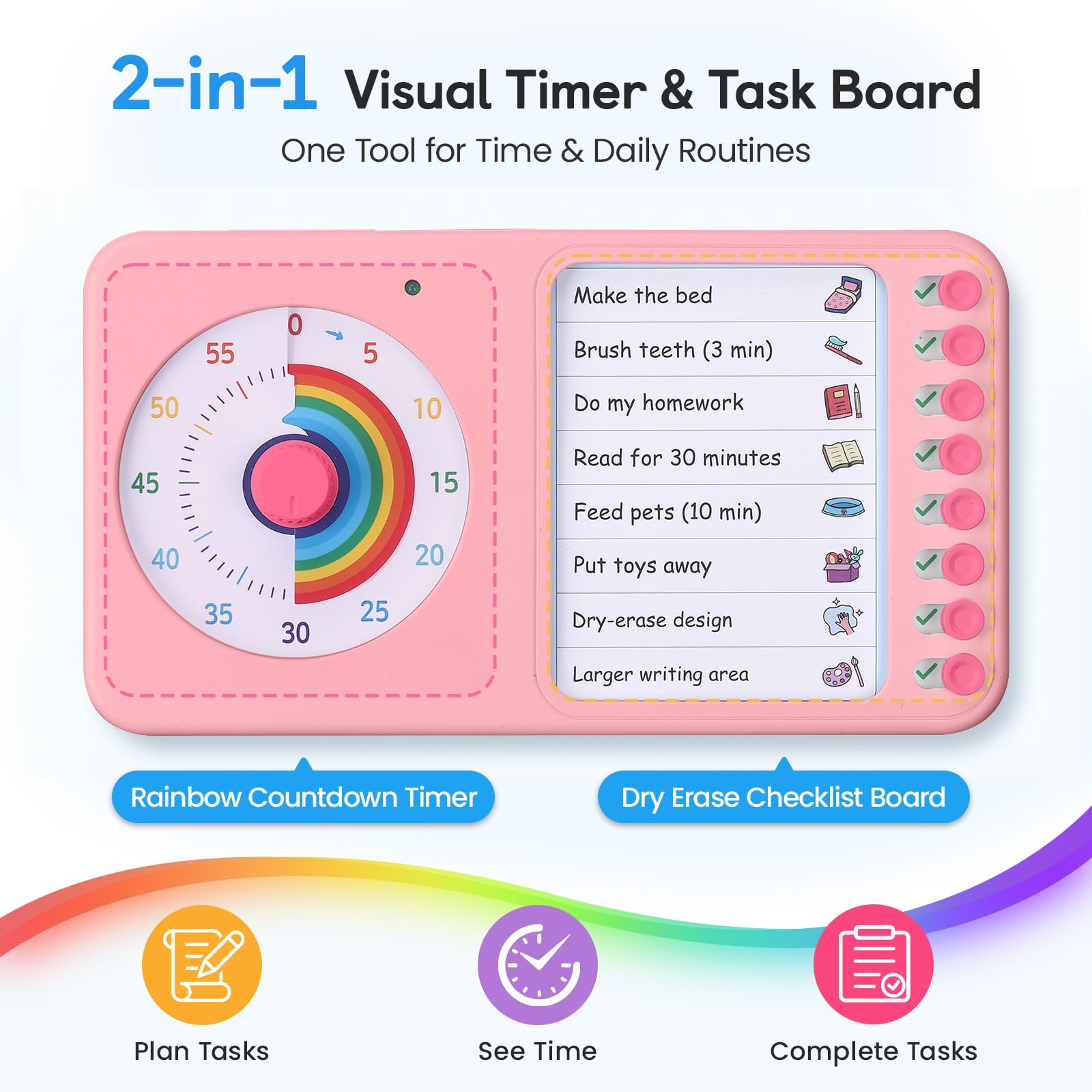 Nikafly close-up of colorful timer dial, improves time awareness