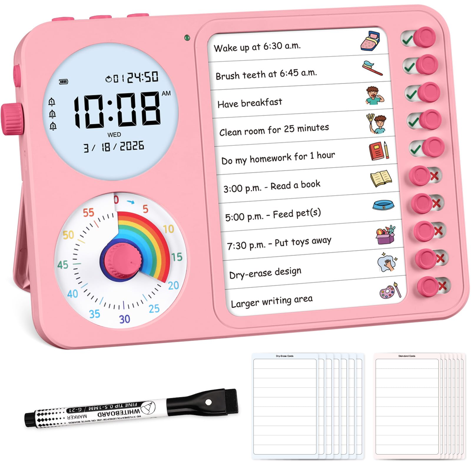 Nikafly front-facing unit showing rainbow timer and clock, clear visual focus