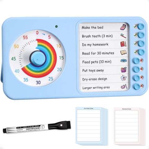 Nikafly front view showing blue timer and task board for quick routine setup and clarity