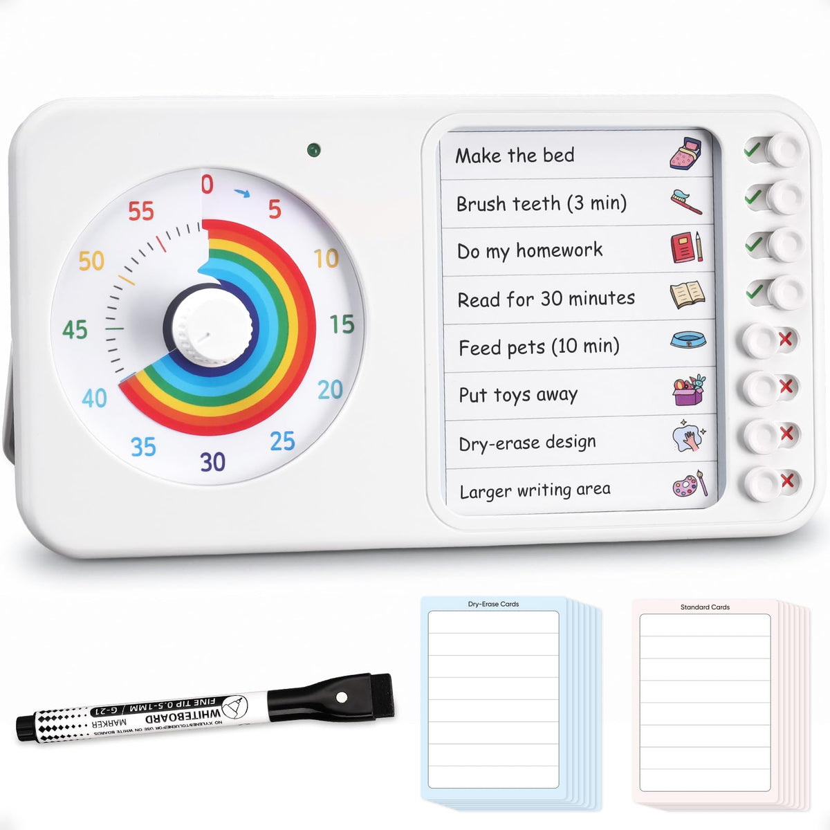 Nikafly front view showing timer and task board for clear routine management