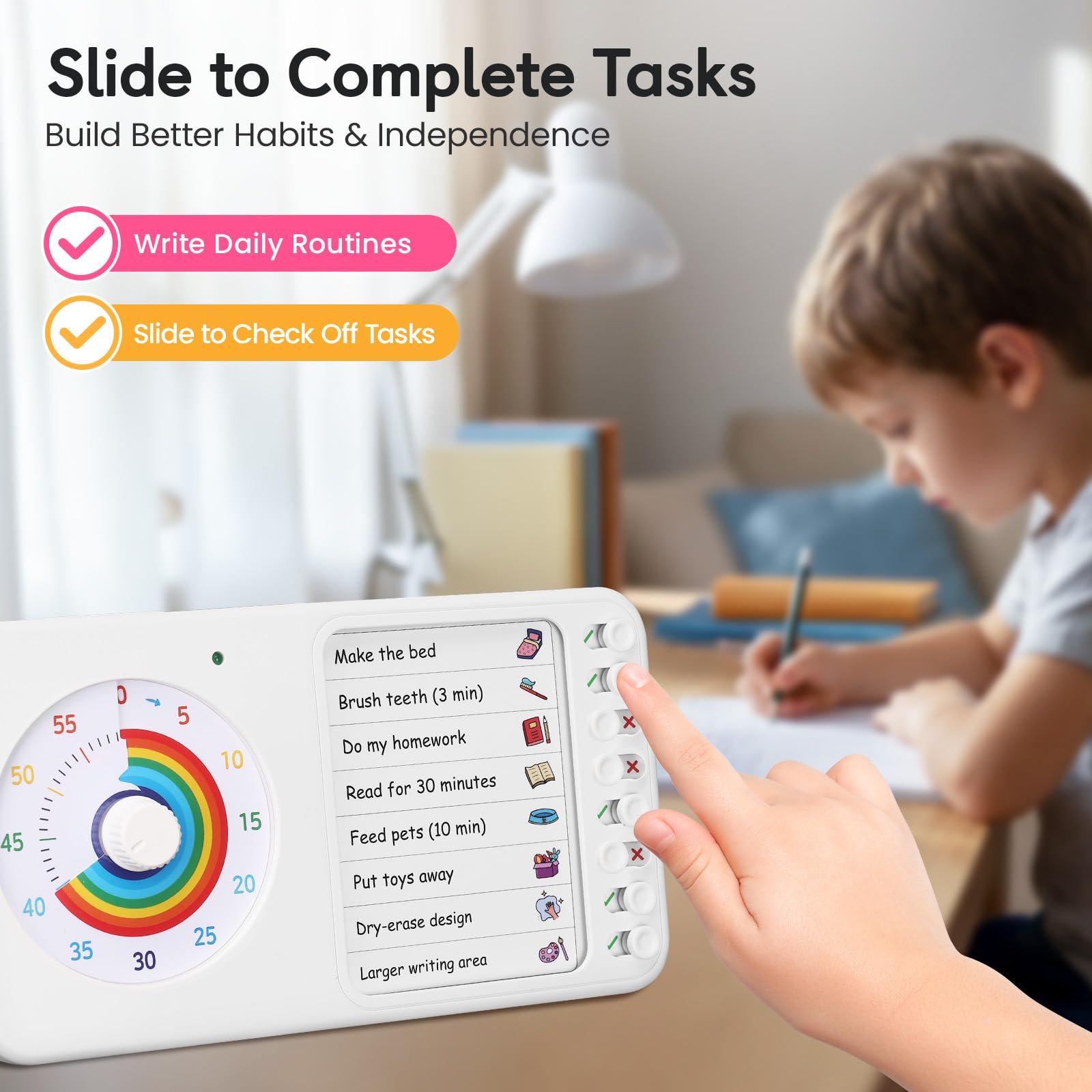 Nikafly dry-erase board with written tasks and marker for quick edits