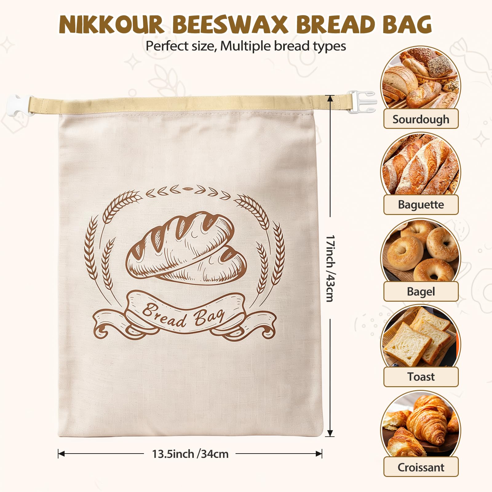 NIKKOUR bag next to loaf showing large capacity and scale