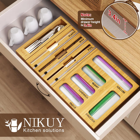NIKUY bag compartments inside drawer offering quick access to bags