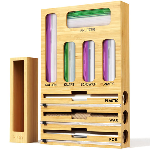 NIKUY bamboo organizer front view showing neat storage and durable finish