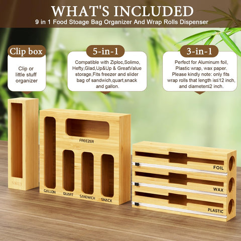 NIKUY organizer next to quart and gallon bags showing fitting sizes
