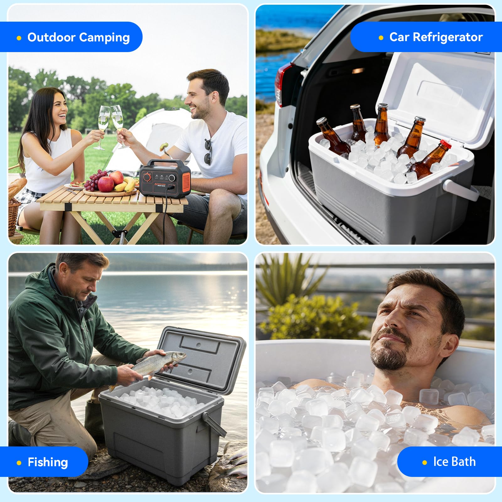 Nilpferd cubes used at a picnic keeping cooler items cold longer for convenience