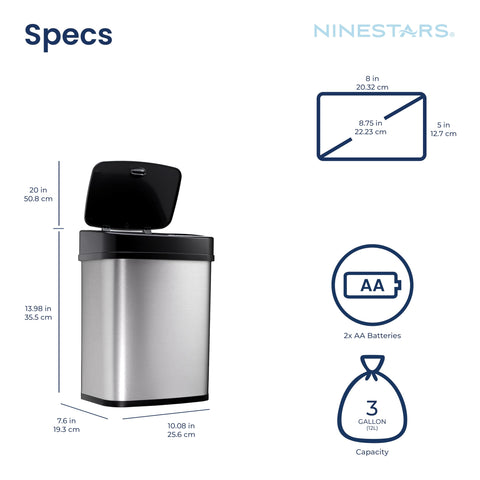 Ninestars battery compartment open illustrating two AA power for months-long use
