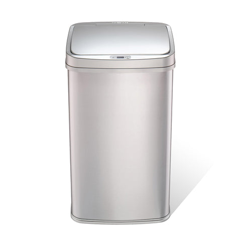 Ninestars front view of rectangular trash can showing sleek stainless finish and space-saving design