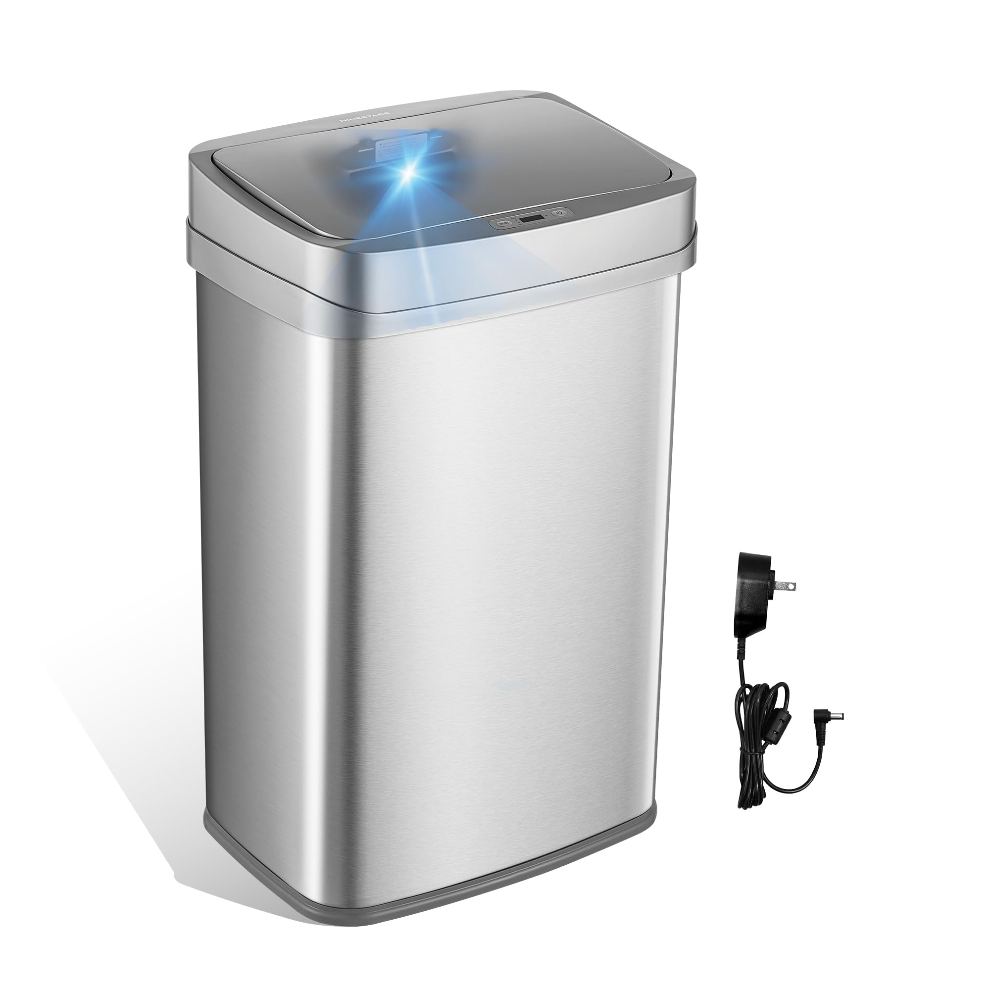 Ninestars front view stainless steel trash can showing modern finish and durable build