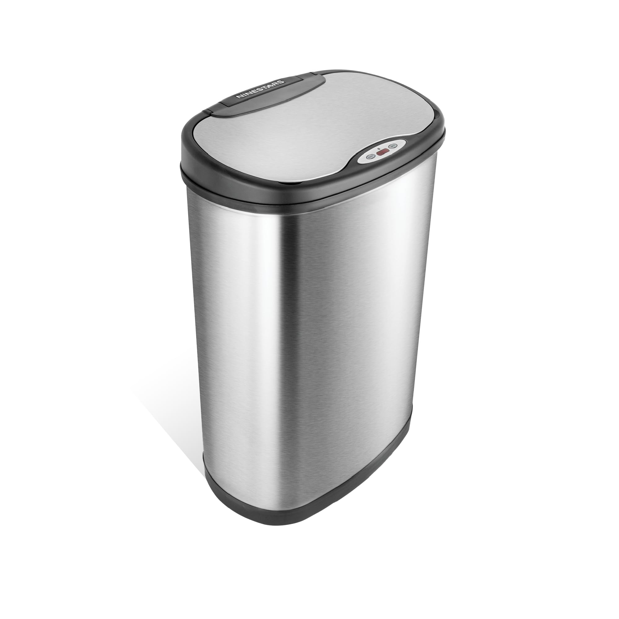 Ninestars front view stainless steel can shows sleek hands-free benefit