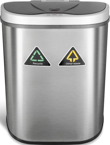 Ninestars front view showing stainless steel dual-compartment and slim footprint benefit