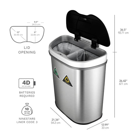 Ninestars placed in kitchen showing space-saving design and organized recycling
