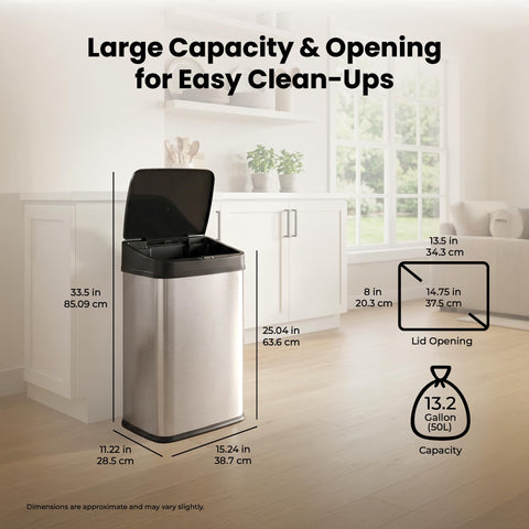 Ninestars trash can in kitchen lifestyle scene for tidy look and practical use