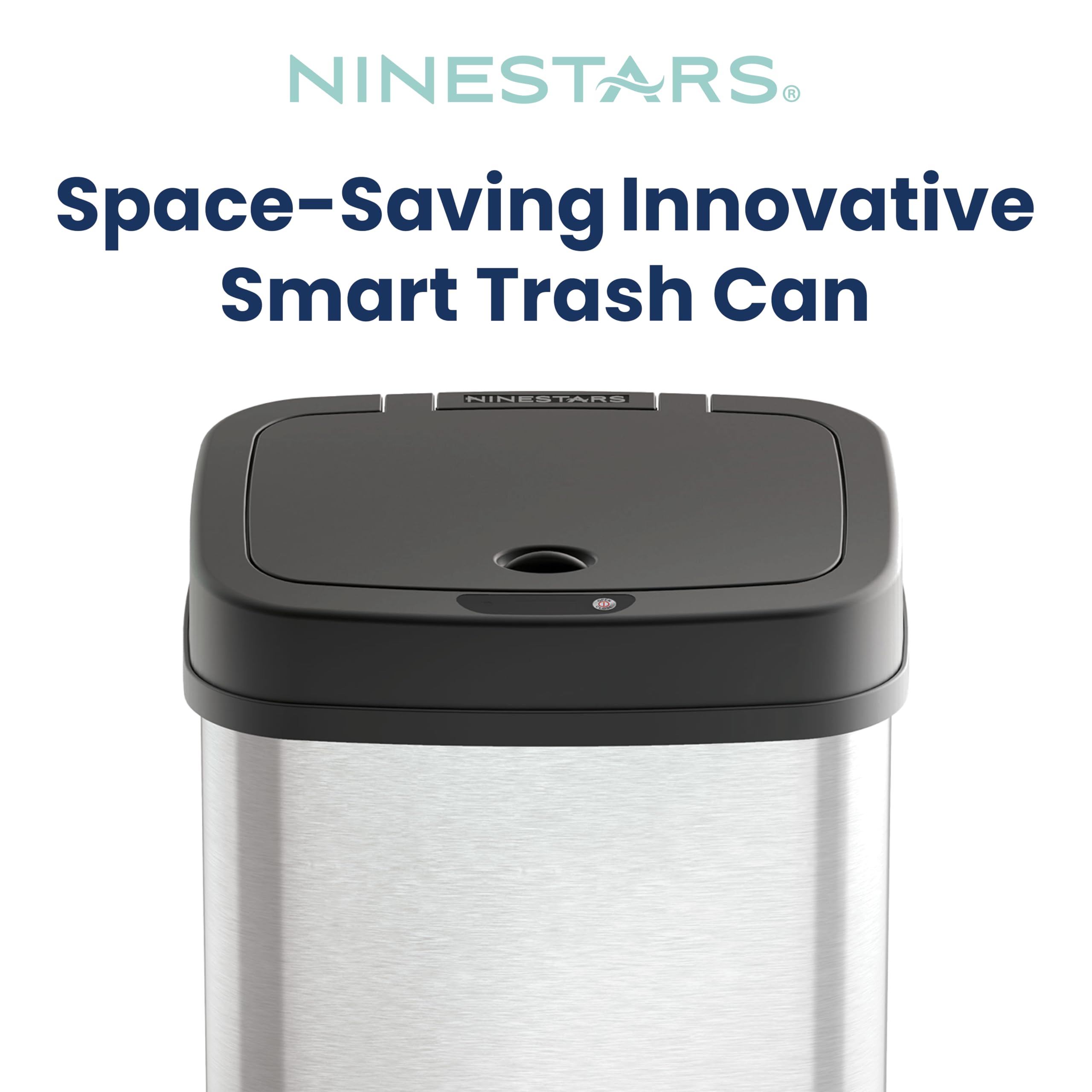 Ninestars lid open with hand motion illustrating effortless hygienic, touch-free use