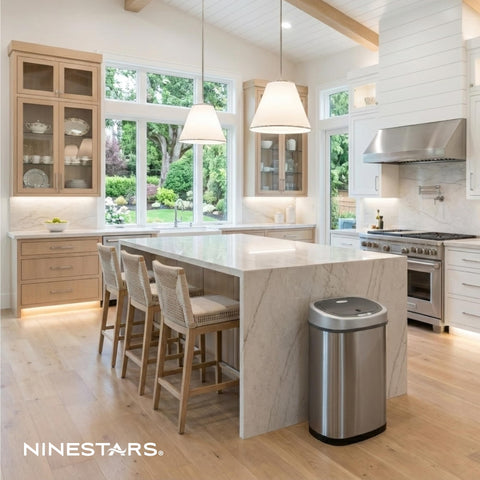 Ninestars lid open with hand motion showing quick touchless operation