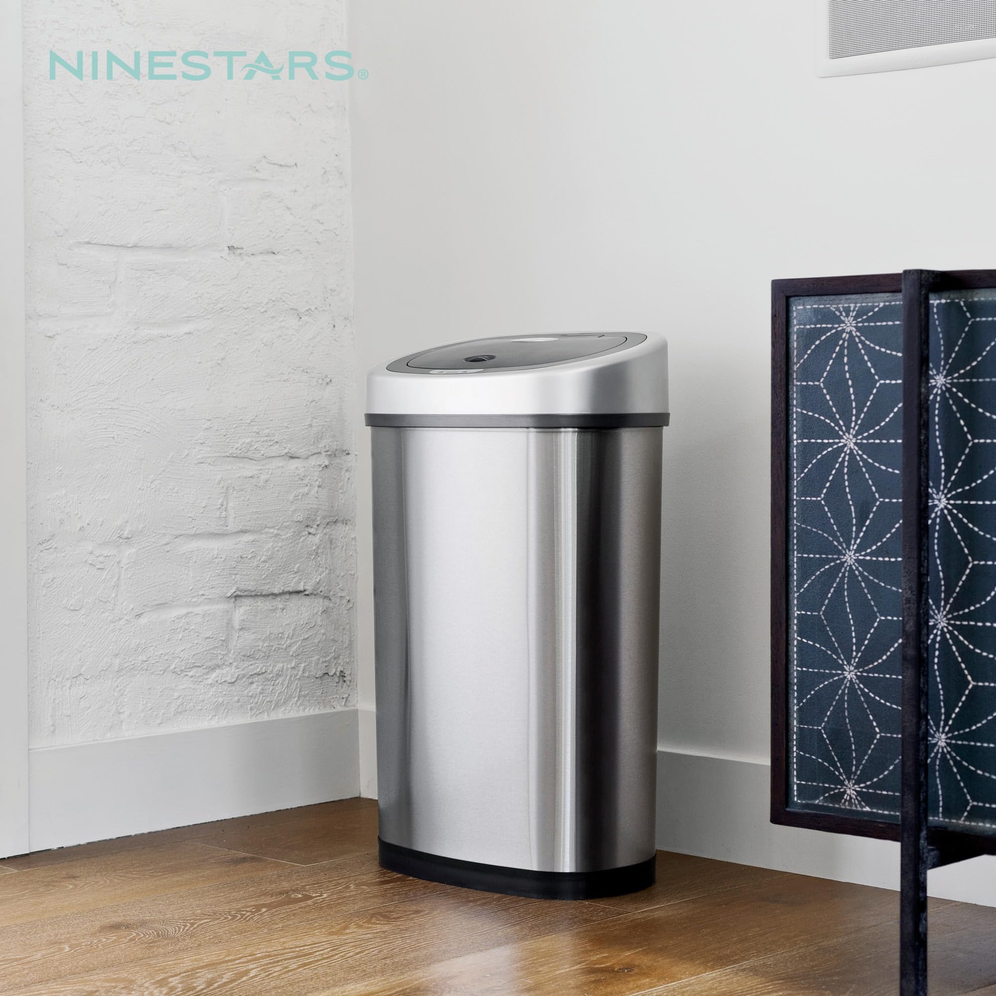Ninestars open can with large scrap showing extra-wide oval opening for bulky items