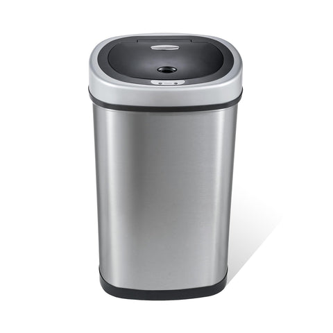 Ninestars front view showing oval stainless steel body and black lid for sleek kitchen style