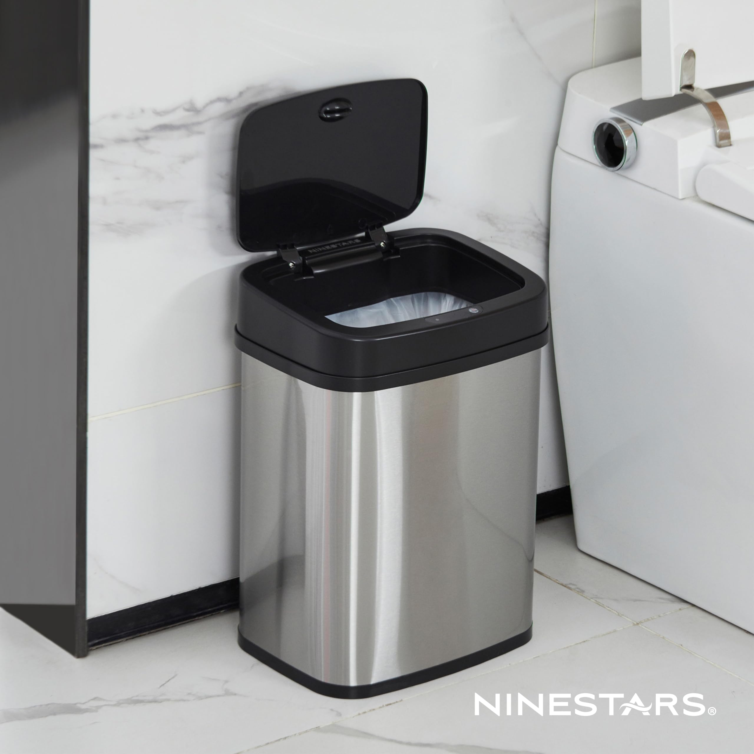 Ninestars removable liner ring shown for quick tidy bag changes and hidden edges