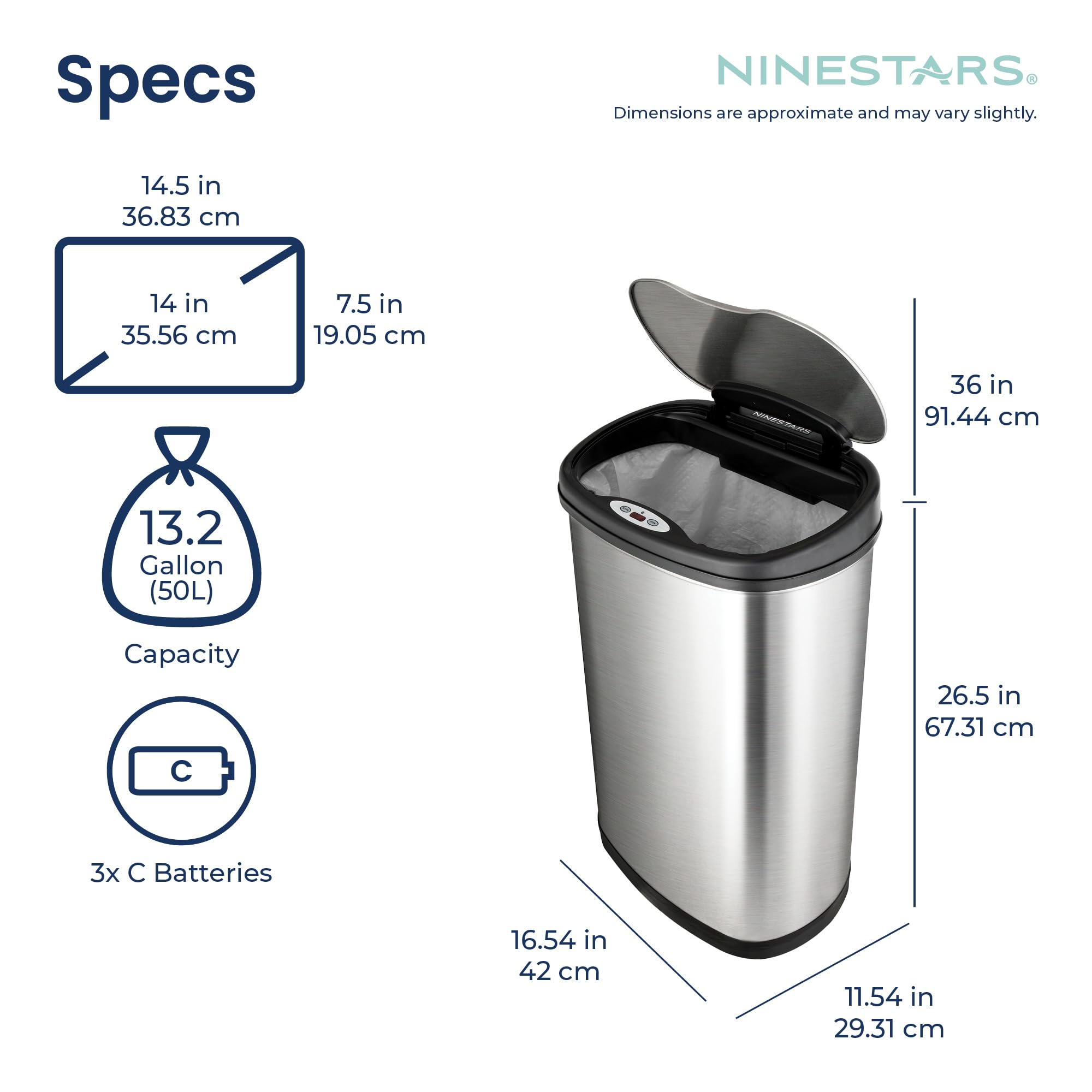 Ninestars removable liner ring detail enables tidy bag changes benefit
