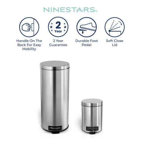Ninestars small bathroom can placed beside sink for compact waste convenience