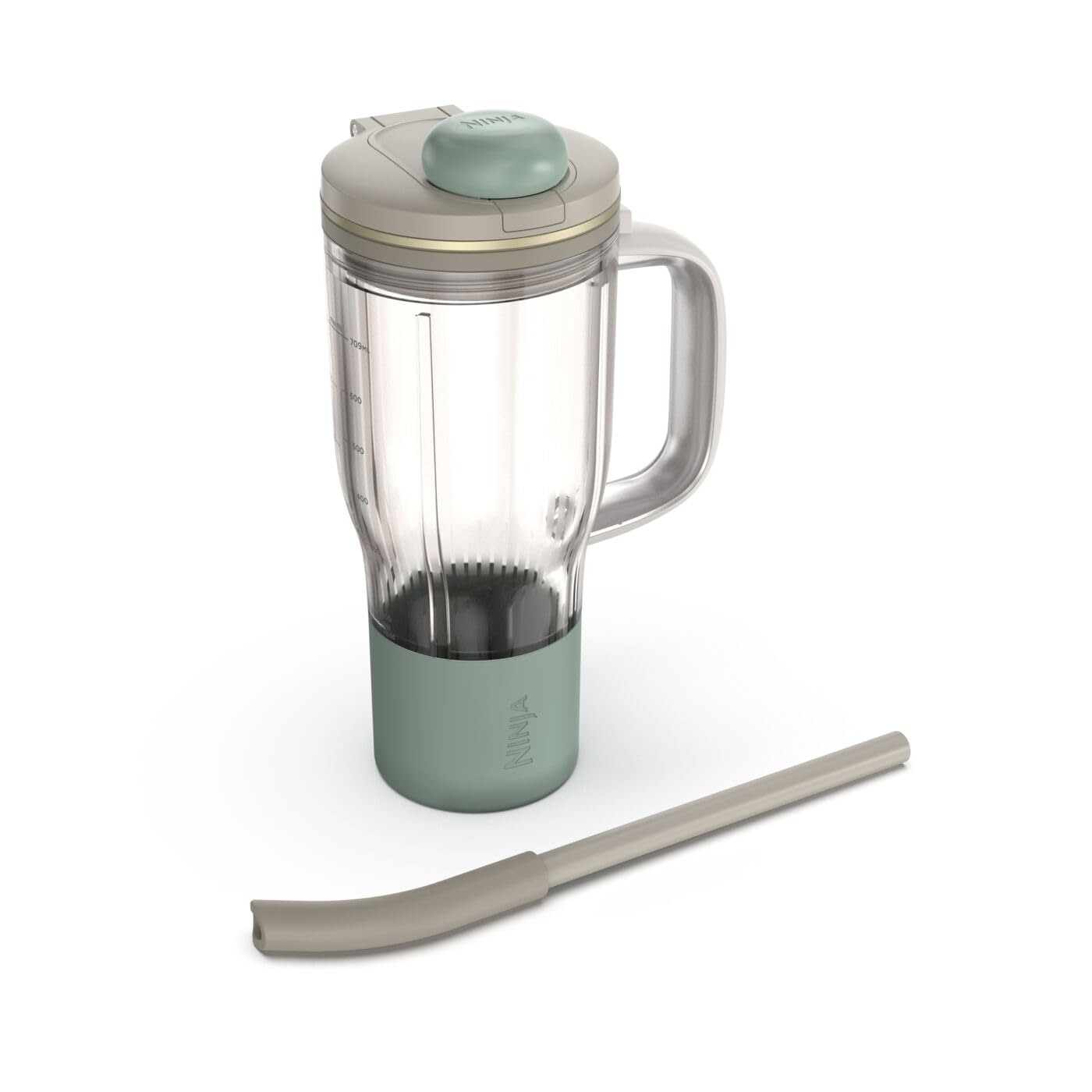 Ninja travel tumbler front view showing Stone Mint finish and capacity benefit