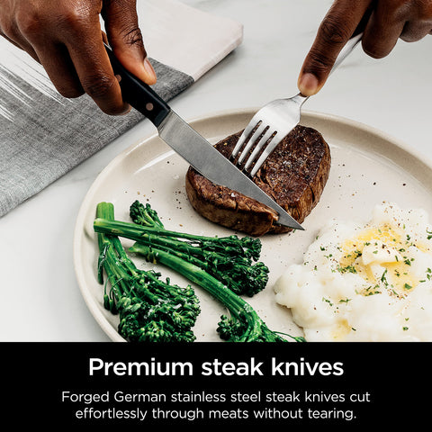 Ninja knife block on kitchen counter as lifestyle shot that complements decor