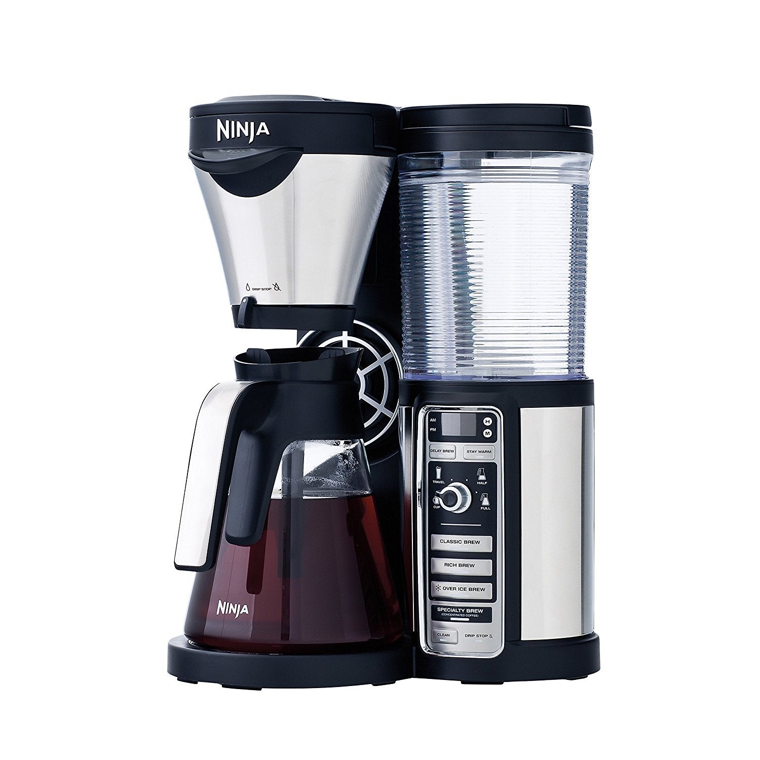 Ninja carafe brew-through lid closeup showing even-brew circulation benefit