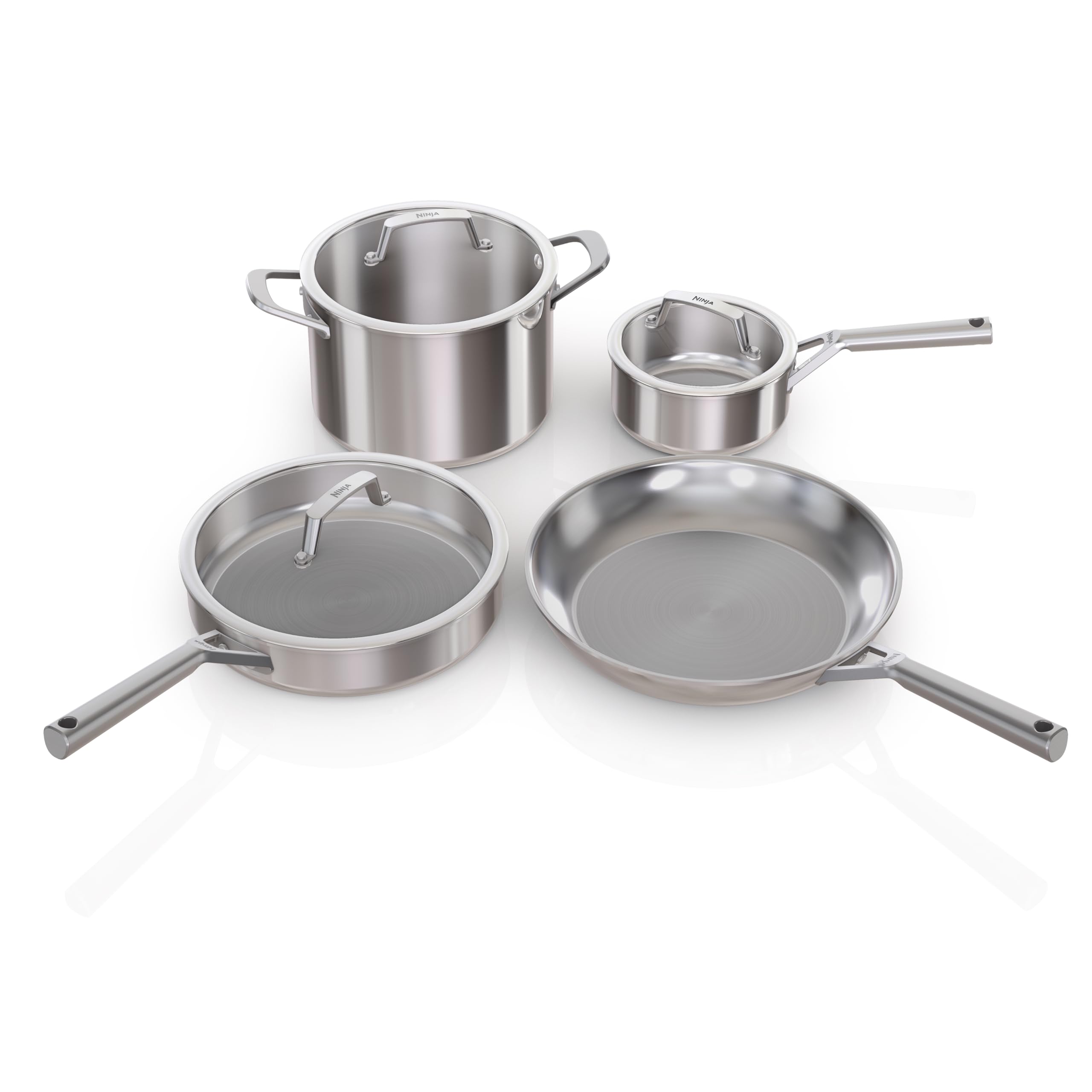 Ninja EverClad set front view showing full cookware collection and professional finish
