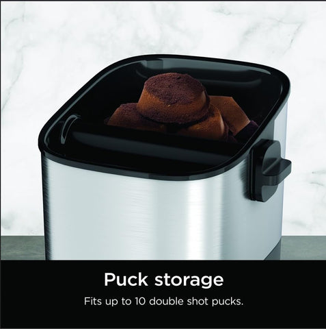Ninja knock box with ten pucks inside showing storage capacity benefit