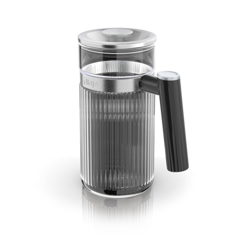 Ninja Luxe Café pitcher front view showing 28 oz capacity and easy serving