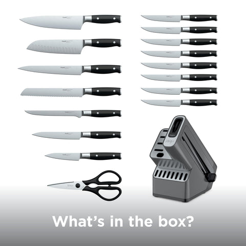 Ninja NeverDull chef and santoku knives grouped to show versatile cutting options