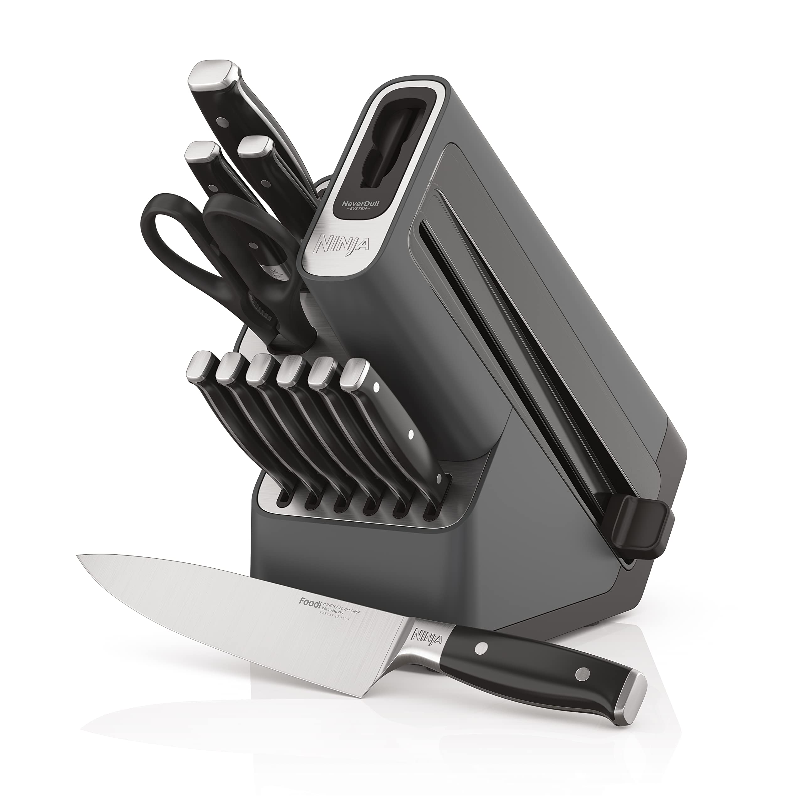 Ninja block front view showing integrated sharpener and organized storage benefit
