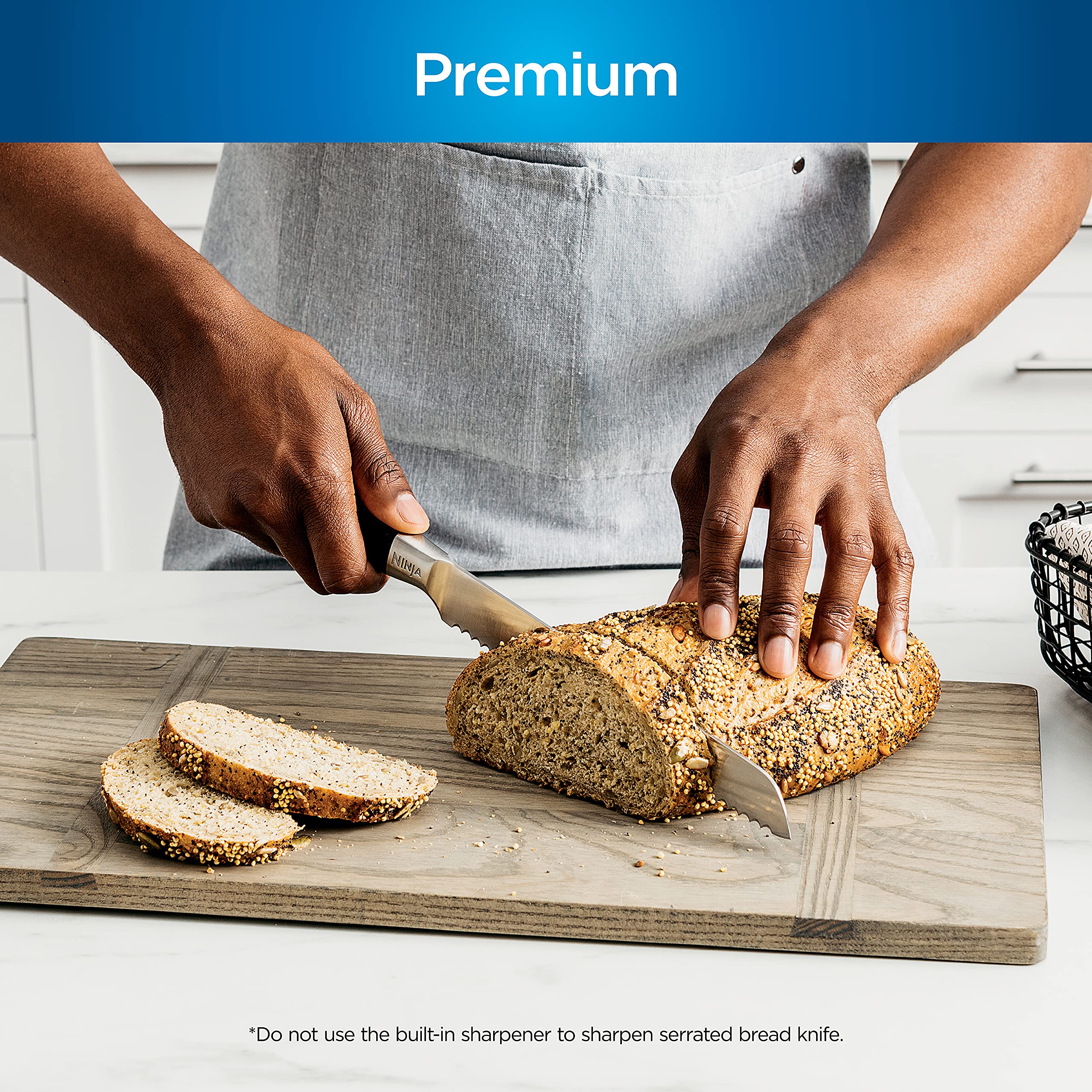 Ninja knife block styled on modern countertop showing kitchen-ready aesthetics and organization