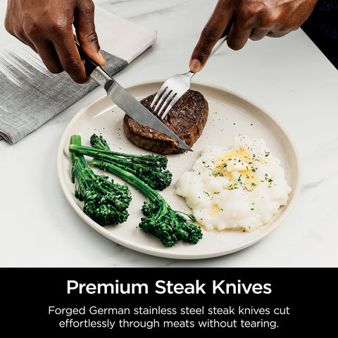 Ninja kitchen shears and utility knife arranged for multiuse prep convenience and durability