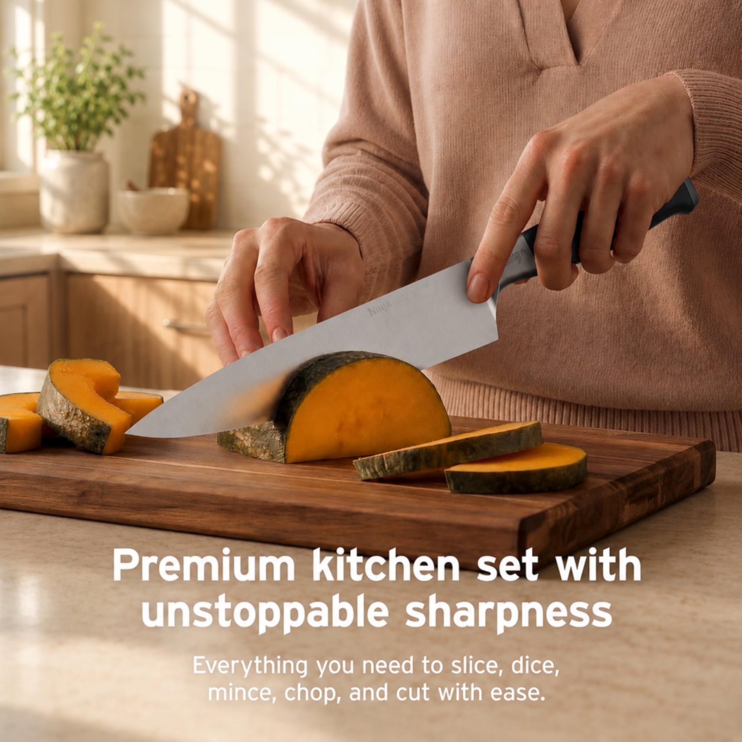 Ninja paring knife handle detail highlighting ergonomic grip and balanced control
