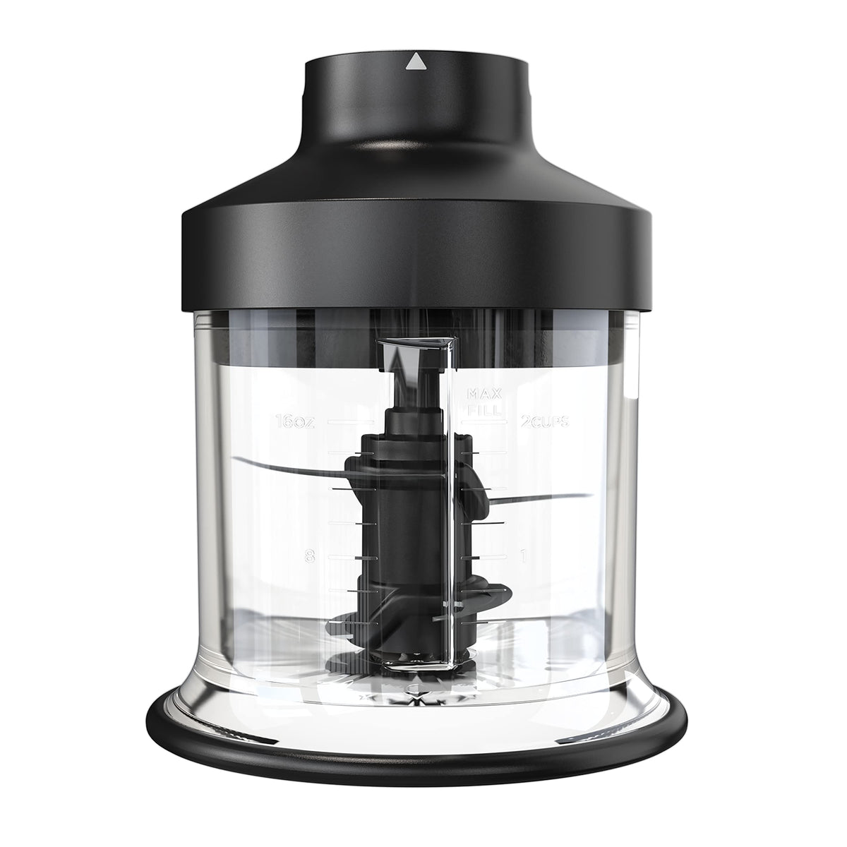Ninja Power Chopper front view showing bowl and lid, easy compact prep