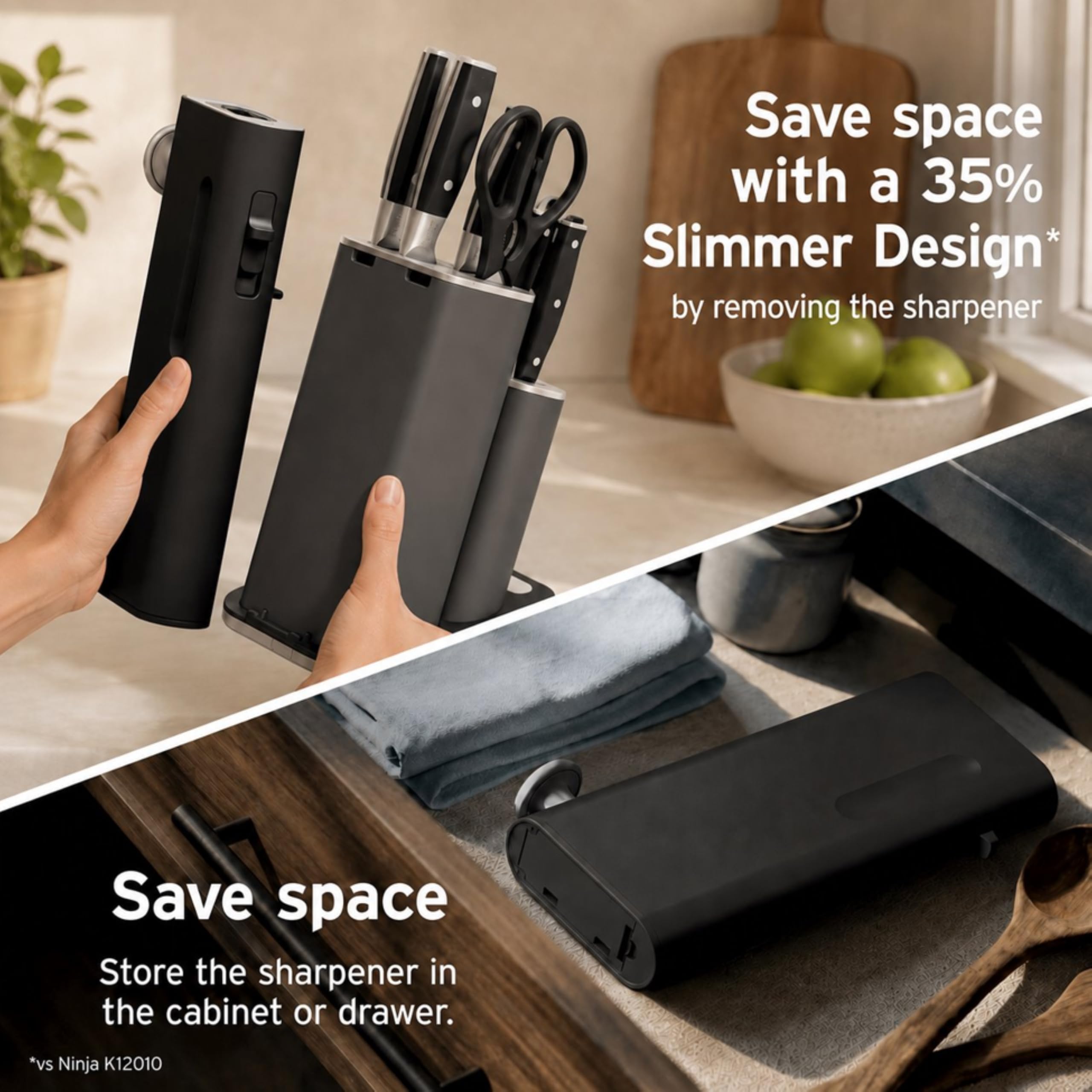 Ninja santoku knife slicing vegetables on board showcasing versatile prep efficiency
