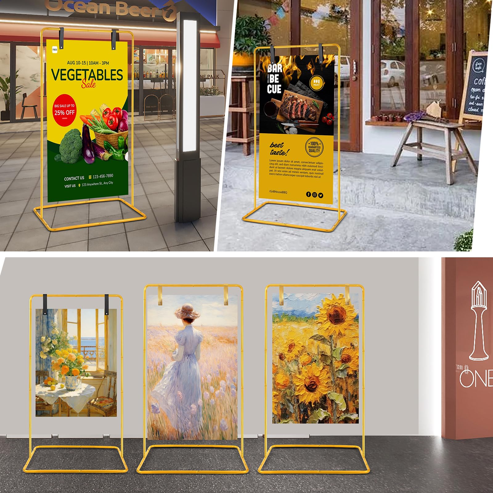 Nisoger easel holding acrylic welcome sign illustrating polished presentation