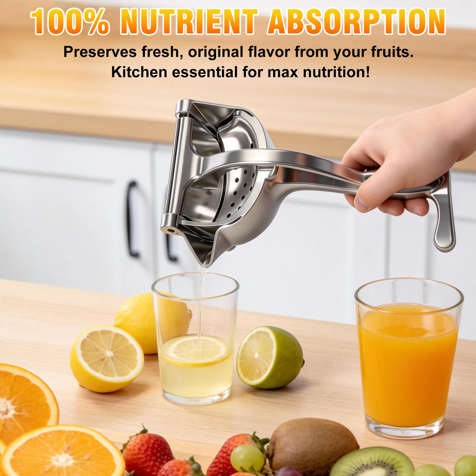 Nisuez pressed plate detail highlighting reinforced aluminum for higher juice yield