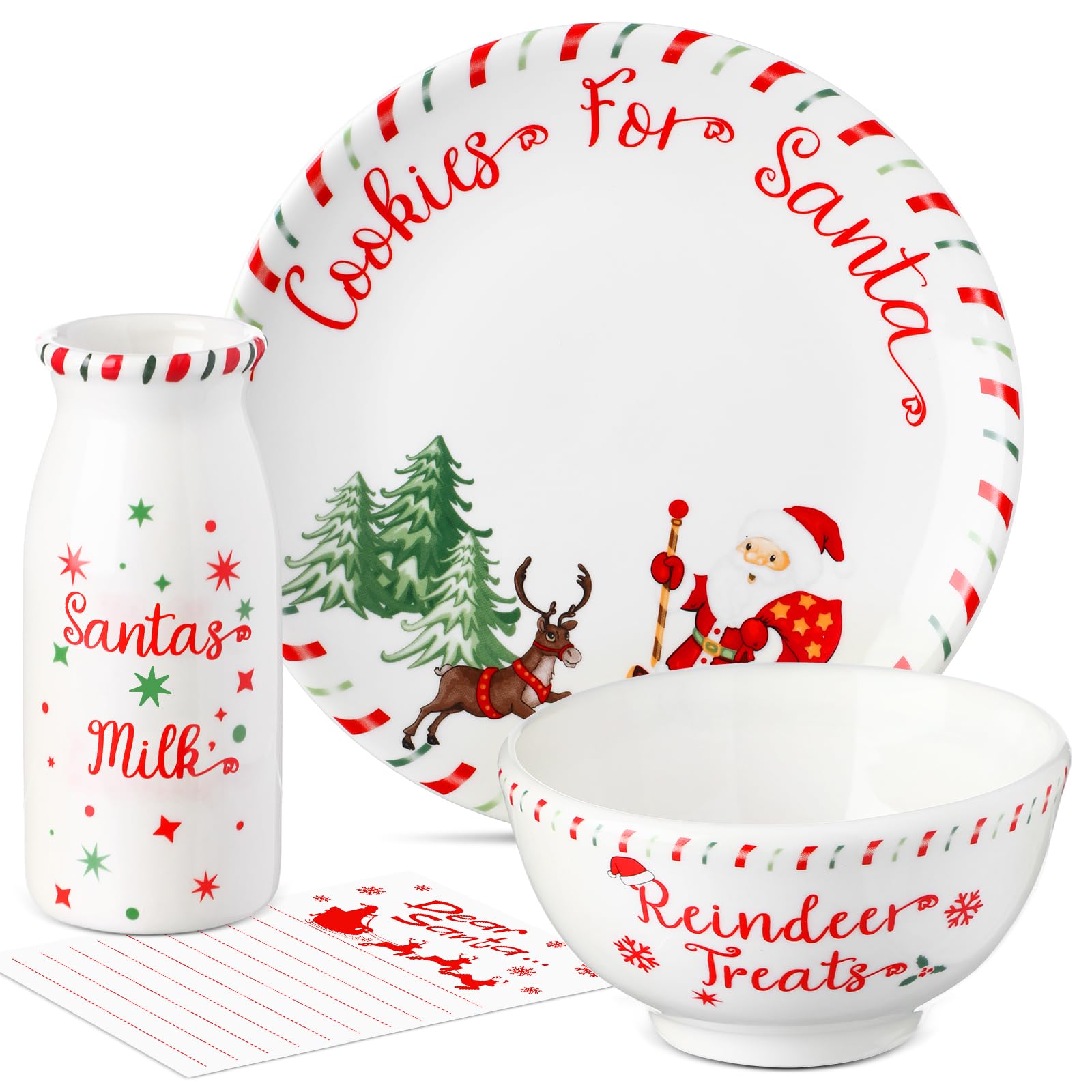 Nitial front packaging of four-piece Christmas set showing all pieces and festive design benefits easy gifting