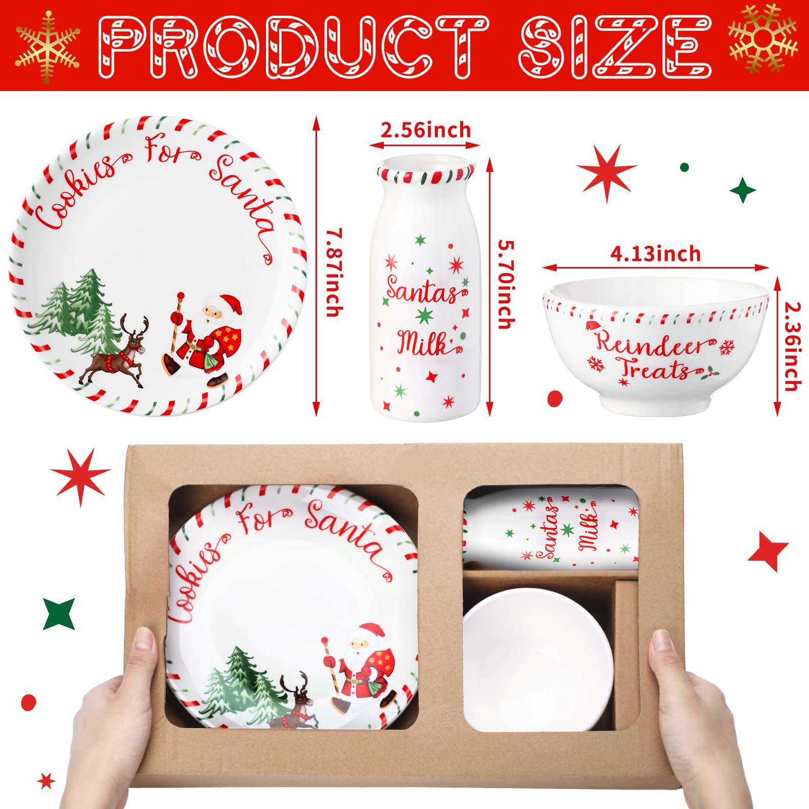 Nitial milk jar side profile with handle and festive print showing easy-pour size for single servings