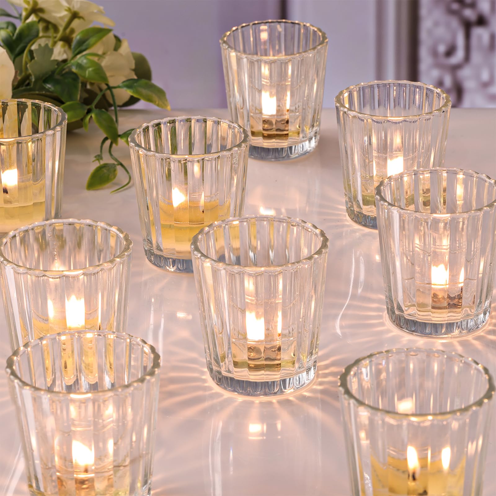 NITIME front view of 24-pack glass votive holders showing clean packaging and uniform design