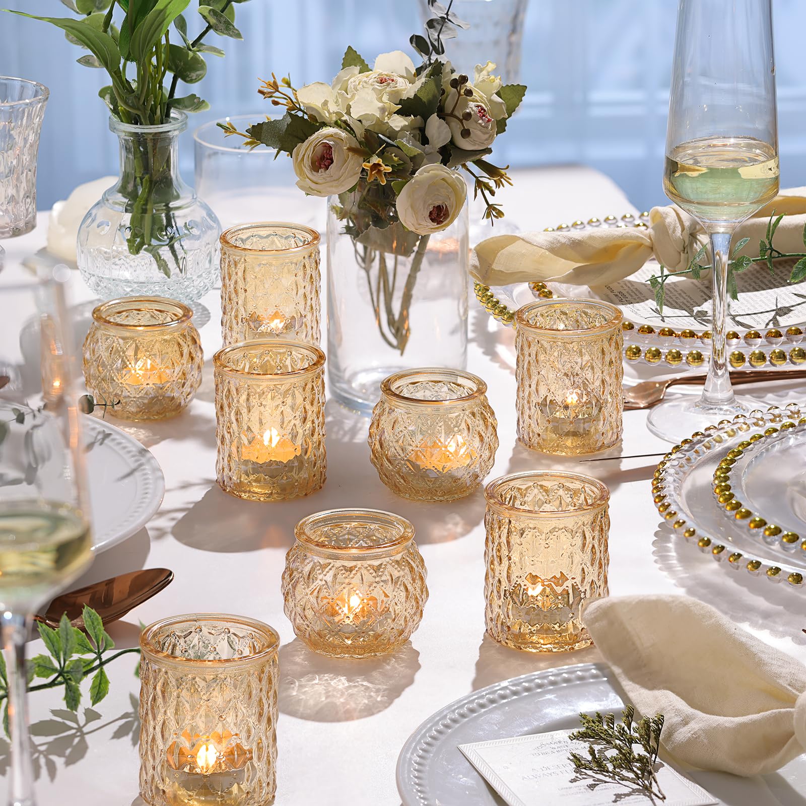 NITIME votive holders shown with tea light to display fit and scale for planning