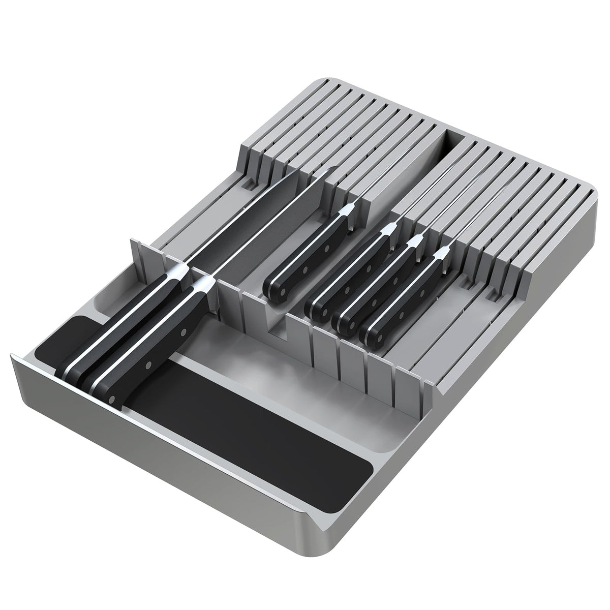 NIUXX front view of knife drawer organizer showing tidy storage benefit