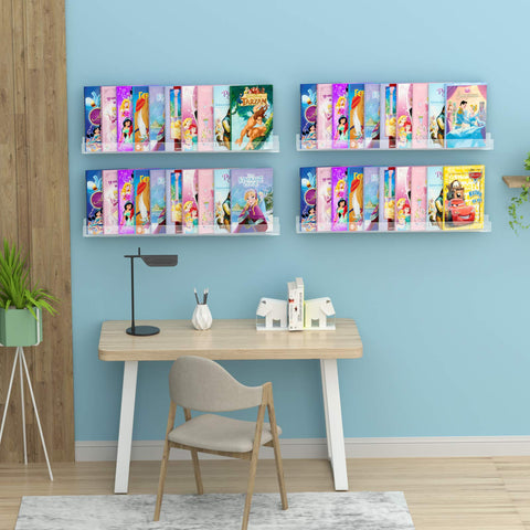 NIUBEE ledge displaying colorful children’s books for visual organization
