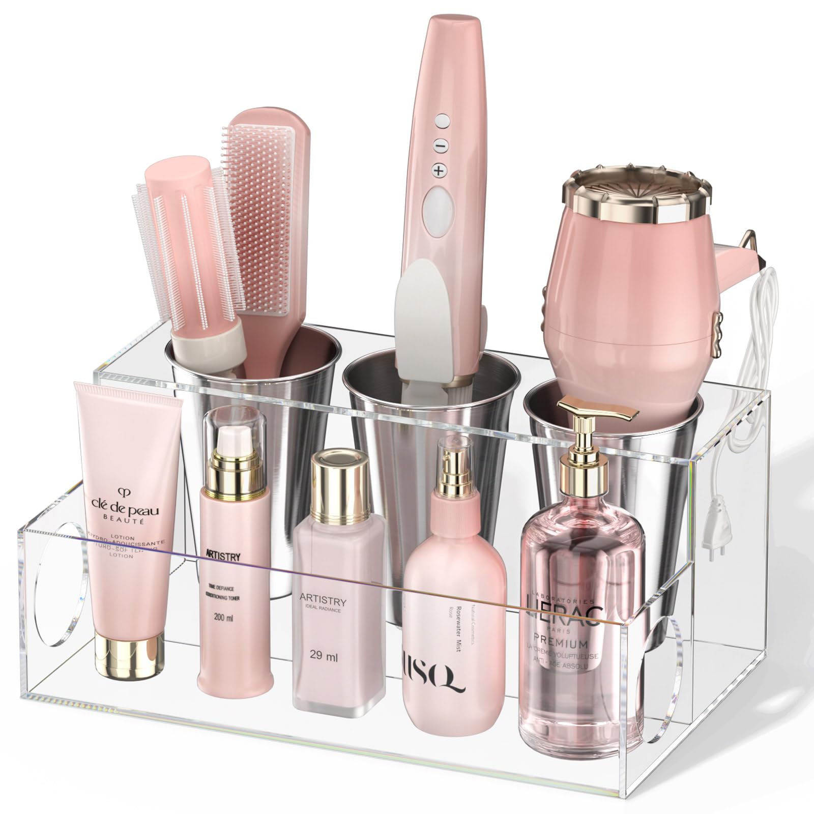 NIUBEE front view showing compact acrylic organizer and tidy tools benefit