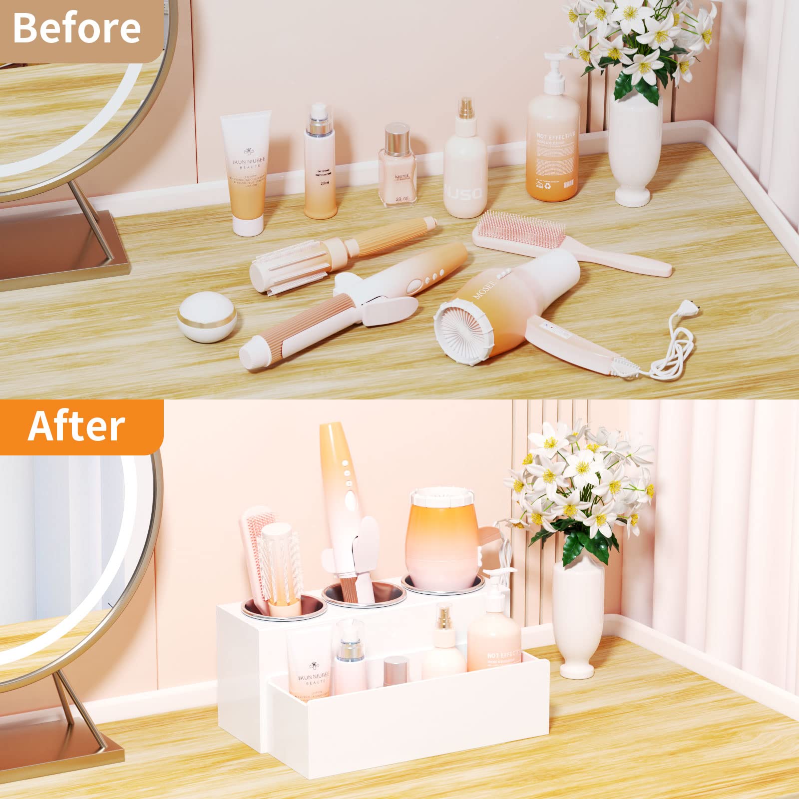 NIUBEE lifestyle dressing table scene illustrating stylish organization and quick routines